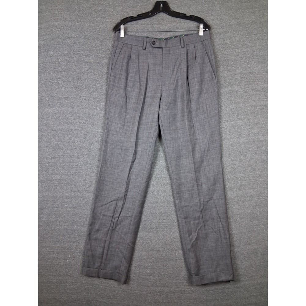 Chaps Mens Pants 32x32 Gray Wool Dress Pant Dark Academia Preppy Classic Roll